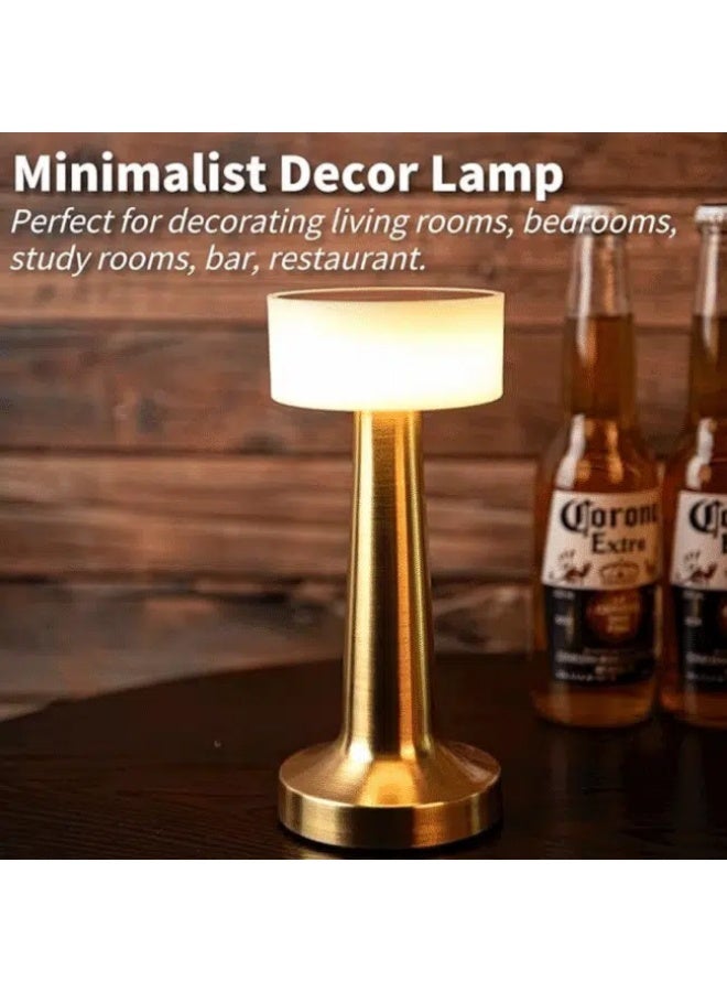 أباجورة طاولة LED محمول قابل لإعادة الشحن مع 3 خيارات للإضاءة (أبيض، أحمر، دافئ) ذهبي - Image 5