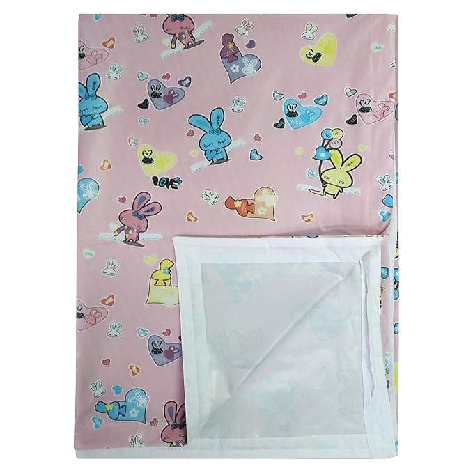 Love Baby Soft Assorted Plastic Bed Sheet for Boys and Girls Cute Baby Bedsheet Pink  - Image 1