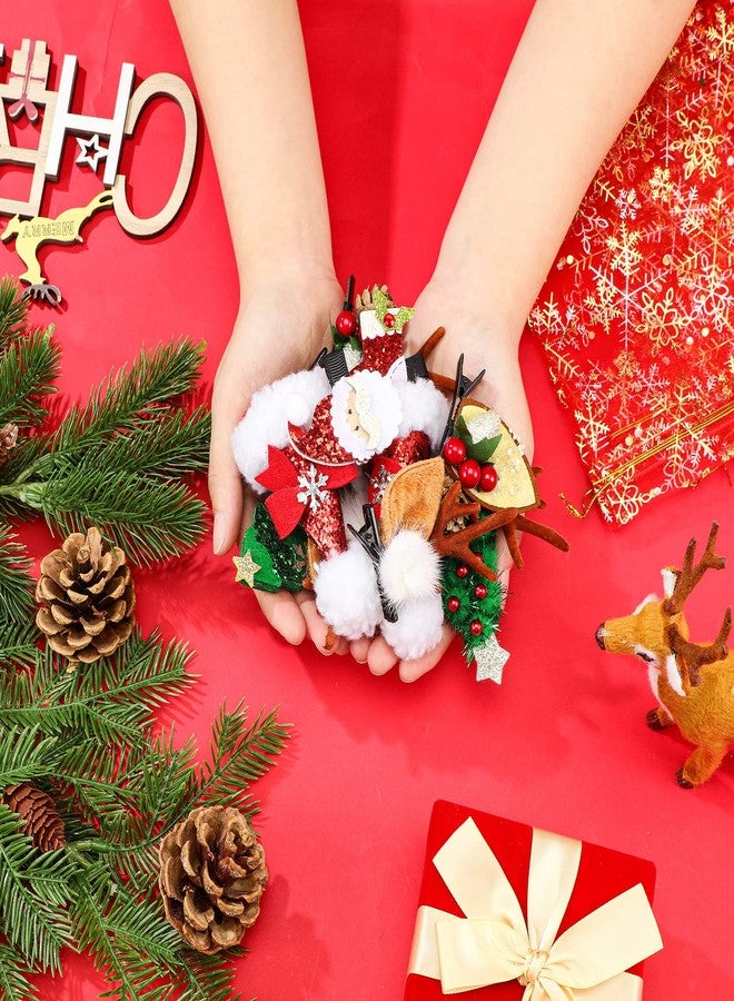 Dingion 18 Pieces Christmas Hair Clips Christmas Organza Bags Set Hair Accessories Xmas Small Gifts Hairpins Jewelry Candy Gift Mini Drawstring Bags for Women Girls Winter Wedding Party - Image 2