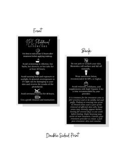 Boutique Marketing LLC Ipl Photofacial Aftercare Cards ; 50 Pack ; Size 2X3.5 Inches Business Card Size ; Photofacial Professionals Esthetician ; Black Card Design  - Image 4