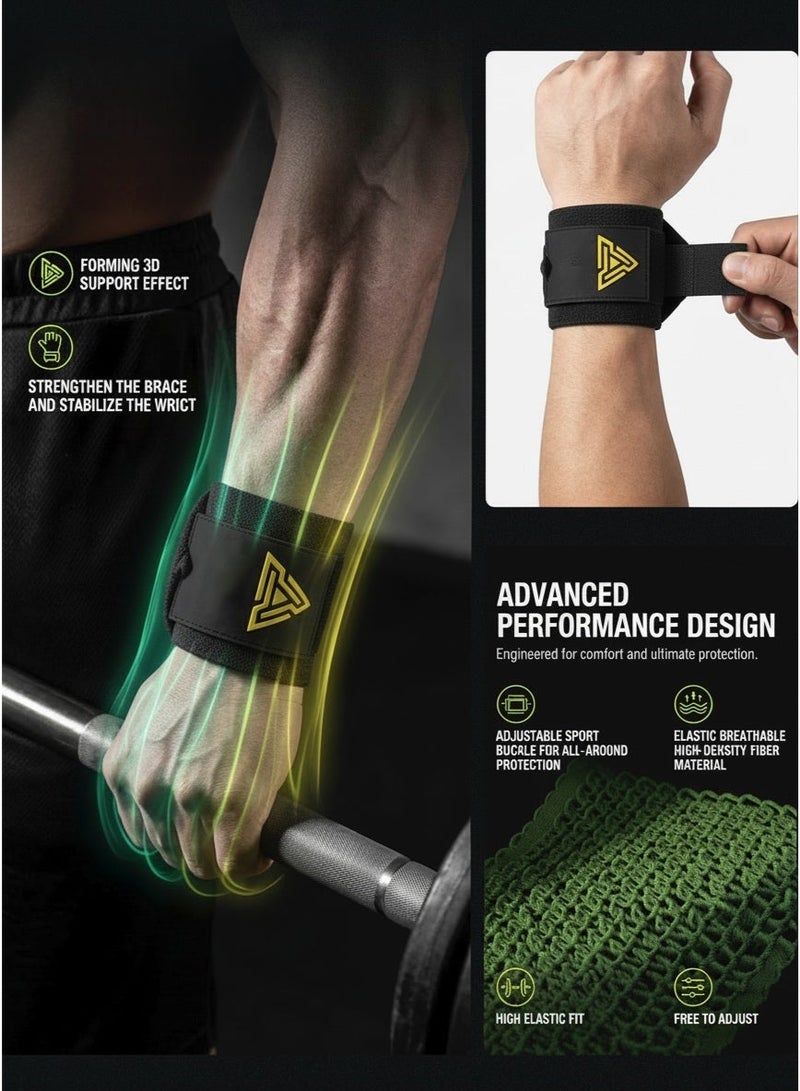 MS MIN Weightlifting Wrist Wraps for Gym Training, Adjustable Velcro Support – Grey - Image 2