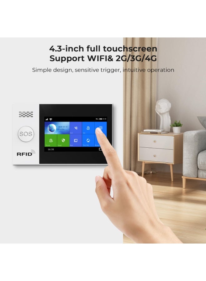 WALALLA Touch Screen Alarm System for Whole House Security, WiFi Wireless Home Alarm 20 Piece Kit with Siren, PIR Motion Sensor, Remote Controls, Window/Door Sensor,Support SMS Push - Image 2