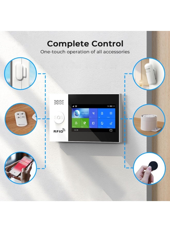 WALALLA Touch Screen Alarm System for Whole House Security, WiFi Wireless Home Alarm 20 Piece Kit with Siren, PIR Motion Sensor, Remote Controls, Window/Door Sensor,Support SMS Push - Image 3