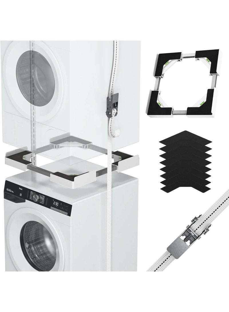 Relex Stackable Washing Machine Dryer Kit, Universal Stackable Washing Machine Frame Kit for Washing Machines Width 46-66cm, Adjustable Stackable Kit with Ratchet Lanyard - Image 1