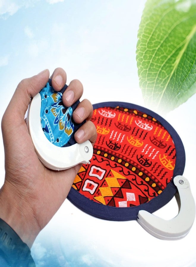 AASA Hand Pankhi/Fan with Handle for Cool Air Home Decor and Travel Use (Multicolor, Set of 2Pcs) - Image 1