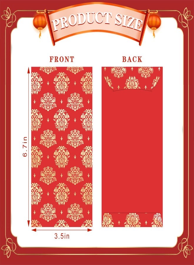 BINBE 66Pcs Chinese New Year Red Envelopes Hong Bao Paper Red Envelopes Chinese Gift Money Envelopes 6 Design Red Pocket Envelopes for Lunar Year Spring Festival Birthday Wedding Party - Image 2