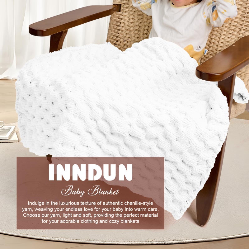INNDUN Blanket Yarn 100g/3.5oz - White Chenille Yarn 6 Super Bulky - 72 Yards - Knitting, Crocheting & Crafts Chunky Yarn - Image 3