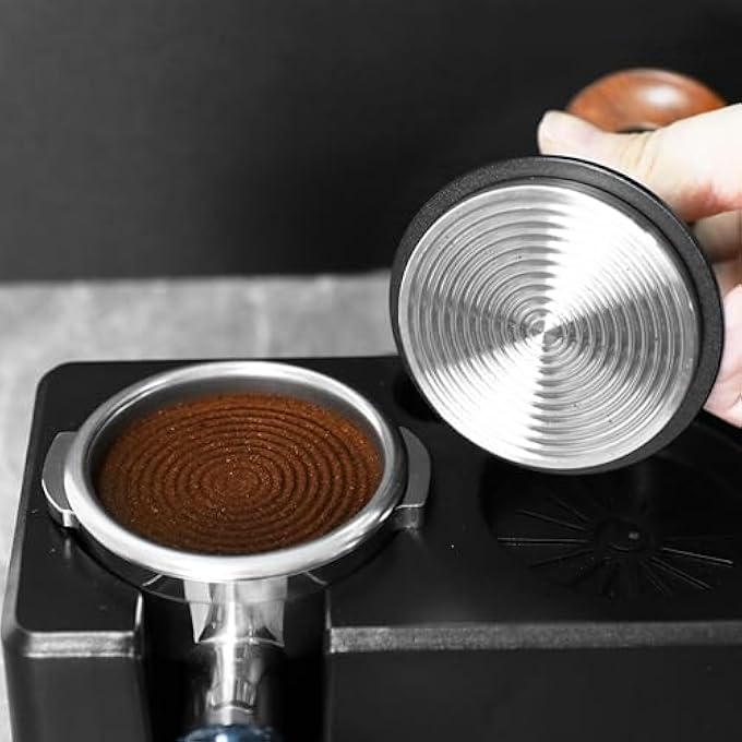 LePRESSO Ground Coffee Tamper 585Mm Portafilter Thread Bottom For Coffee Bean Powder Stainless Steel Base Wooden Handle Espresso Tamper For Coffee Machine Barista Spring Calibrated  Black - Image 5
