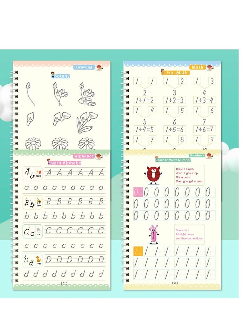 Generic 4Pcs Magic Books Handwriting Practice Workbook Reusable Copybook Notebooks (4 Books + 1 Pen + 10 Refills)  - Image 3