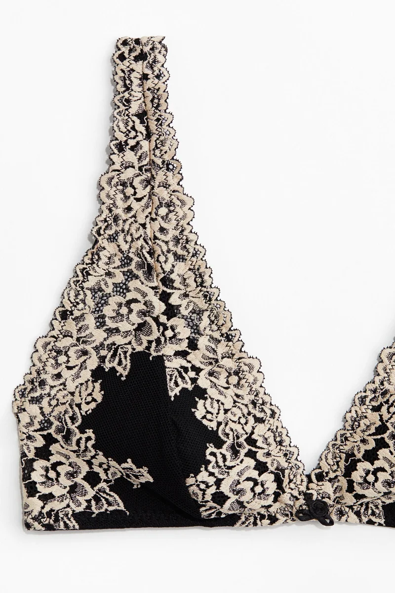 اتش اند ام حمّالة صدر من الدانتيل الناعم مزودة بحشوة