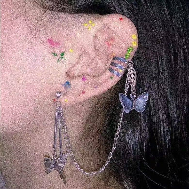 Chic Zircon Clip-on Earrings Set for Women Bow Ear Clip [Single]]