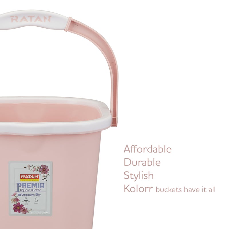 RATAN PLASTICWARE دلو راتان بلاستيكوير بريما (5 لتر × 3) - وردي ديازو | خفيف الوزن وسهل الحمل | مثالي للاستخدام في الحمامات والمطابخ والمناطق الرطبة - Image 4