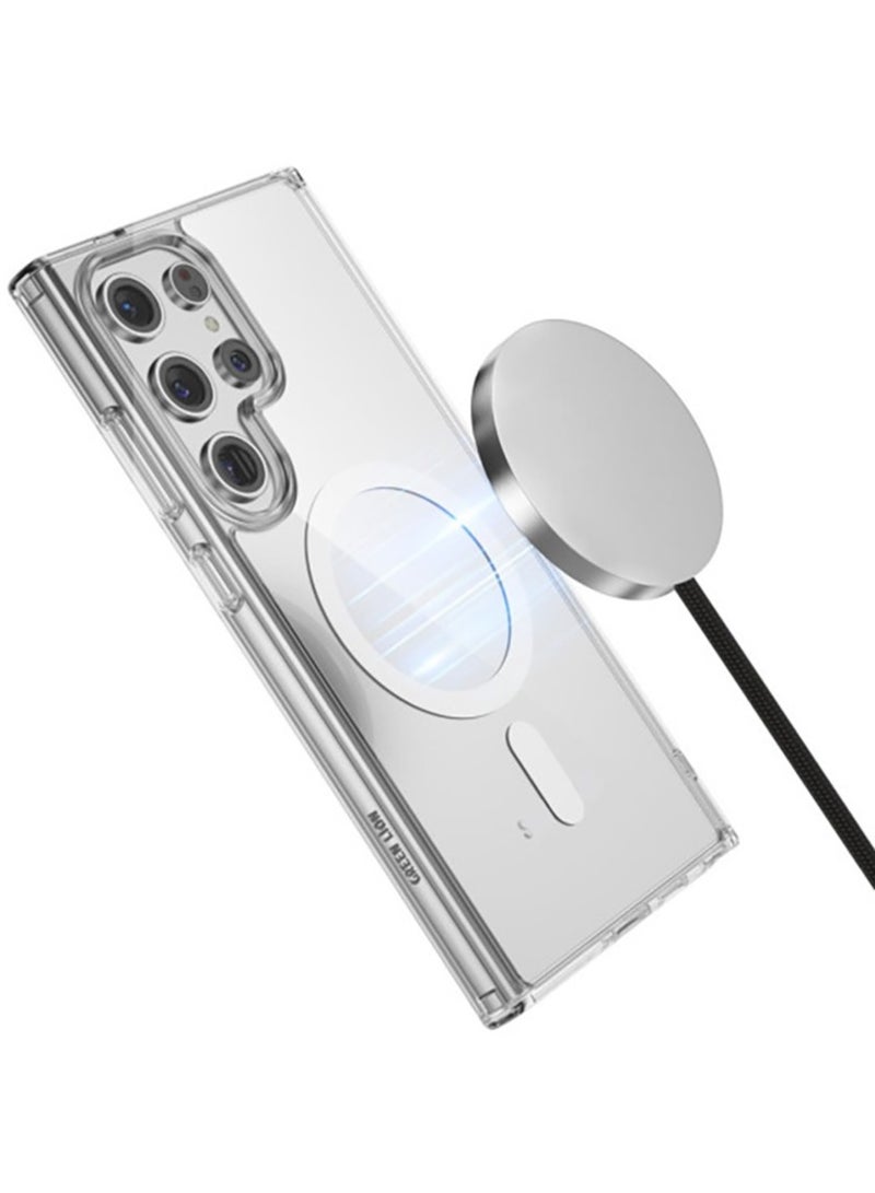 جراب ماجسيف مضاد للصدمات لهاتف سامسونج جالاكسي اس 24 الترا  - شفاف - Image 4