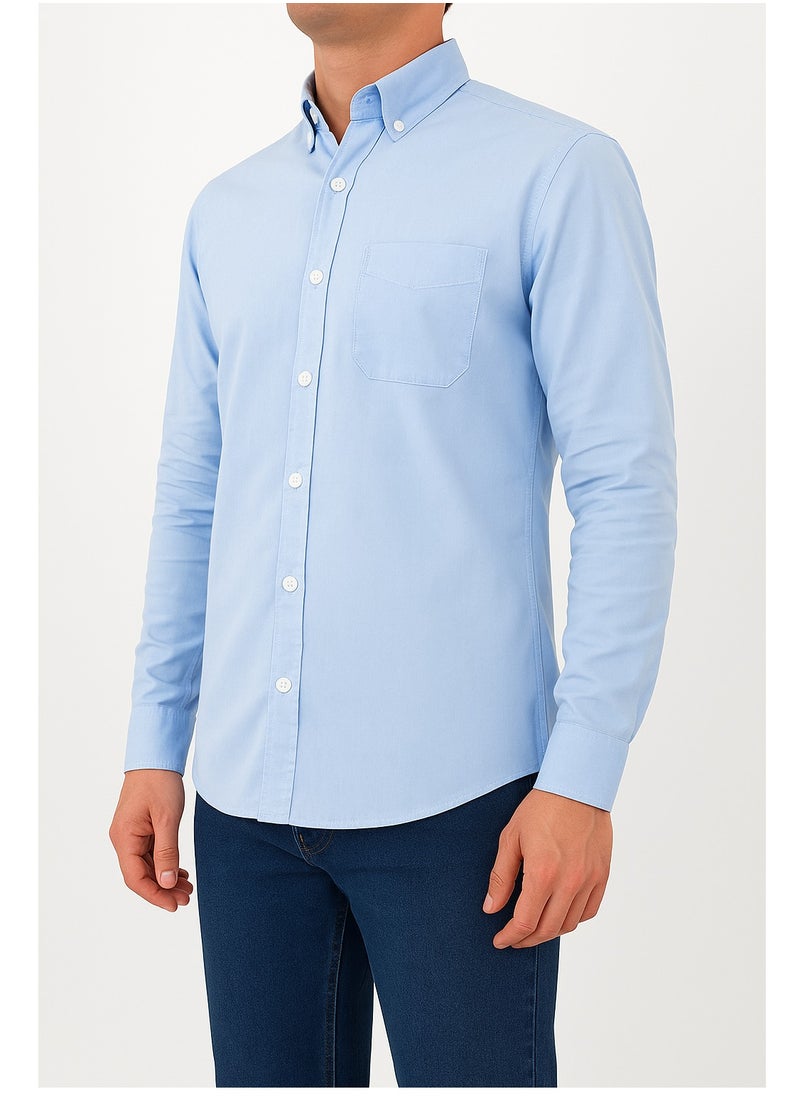Tree Men's Oxford Shirt With Sleeves - Light Blue 