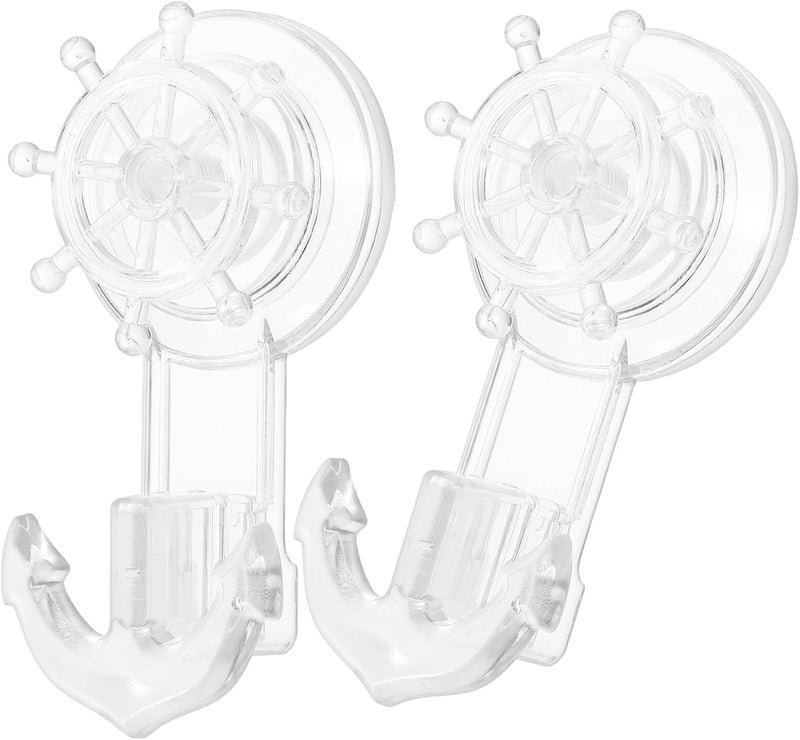 LABRIMP 2pcs Suction Cup Hooks Heavy Duty Shower Hooks for Bathroom Towel Robe Hanging Multi-Purpose Wall Mount Storage Holder - Image 1