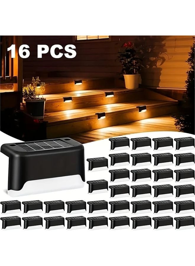 16 قطعة أضواء السطح الشمسية السوداء للخارج تغيير اللون فناء سياج حافة المسبح LED - Image 1