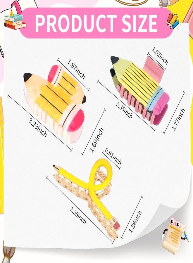 YARIEW Pencil Hair Claw Clips for Women Thick Hair Funny Back to School Hair Clips for Thin Hair Jaw Barrettes Cute Teacher Hair Accessories Teacher Appreciation Gifts Party Costume Christmas - Image 2
