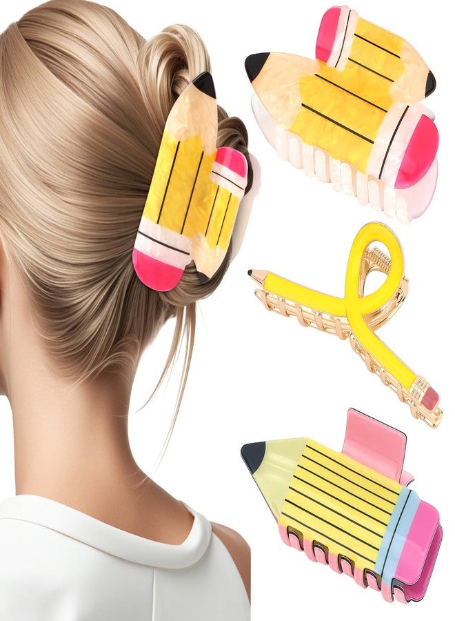 YARIEW Pencil Hair Claw Clips for Women Thick Hair Funny Back to School Hair Clips for Thin Hair Jaw Barrettes Cute Teacher Hair Accessories Teacher Appreciation Gifts Party Costume Christmas - Image 1