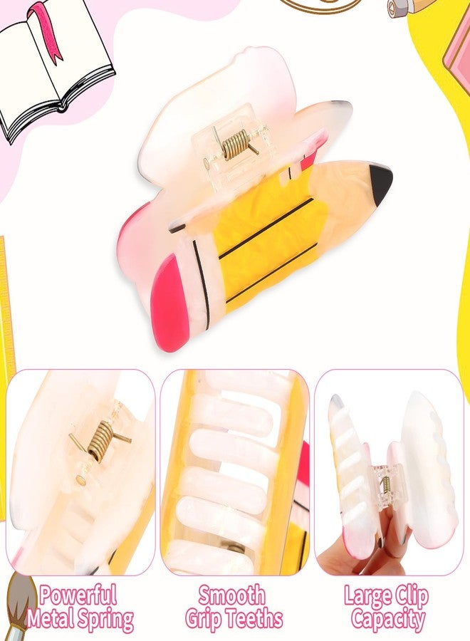 YARIEW Pencil Hair Claw Clips for Women Thick Hair Funny Back to School Hair Clips for Thin Hair Jaw Barrettes Cute Teacher Hair Accessories Teacher Appreciation Gifts Party Costume Christmas - Image 3