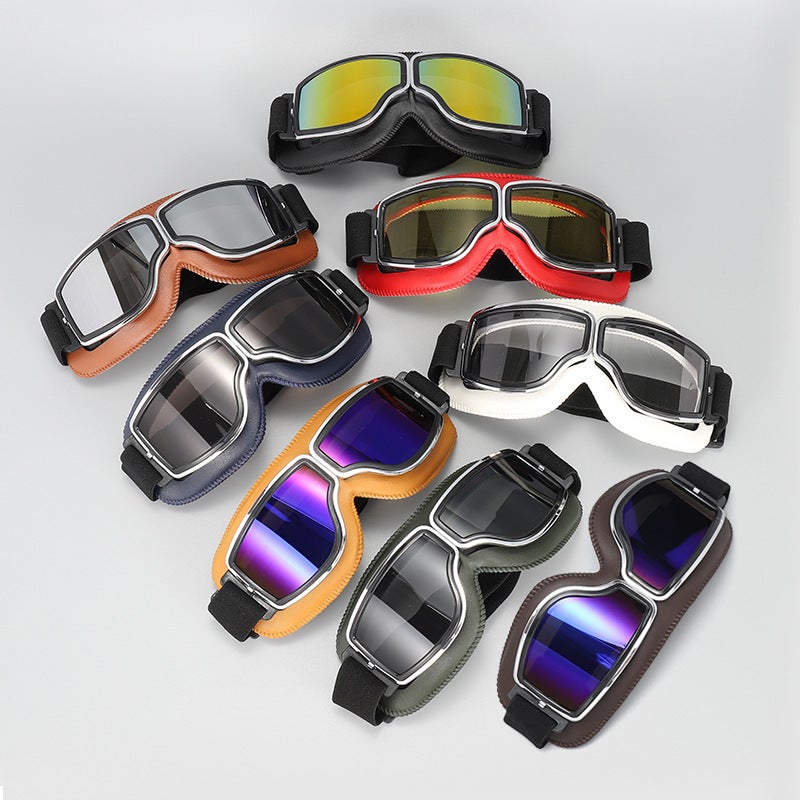 Retro Motorcycle Goggles Windproof UV Protection Full Frame Unisex Headband Compatible - Image 1