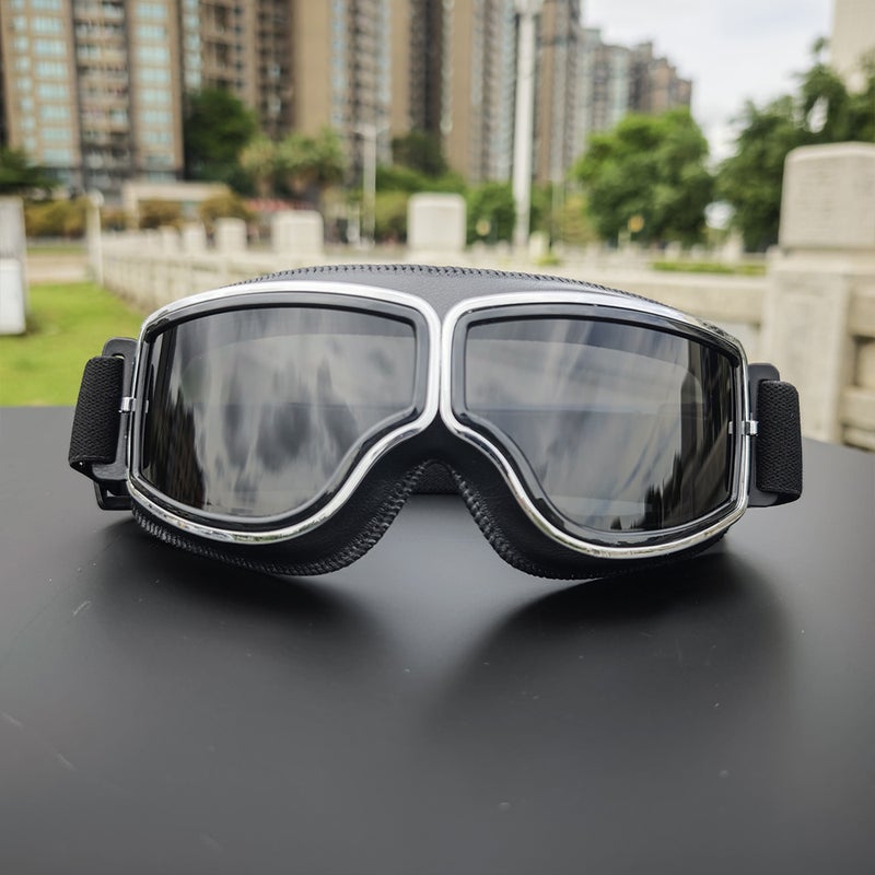 Retro Motorcycle Goggles Windproof UV Protection Full Frame Unisex Headband Compatible - Image 2
