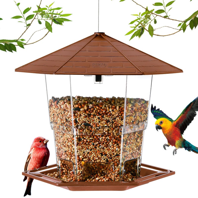 Jealoeur Bird Feeders for Outdoors Hanging Bird Feeder Wild Birds Seed Brown - Image 2