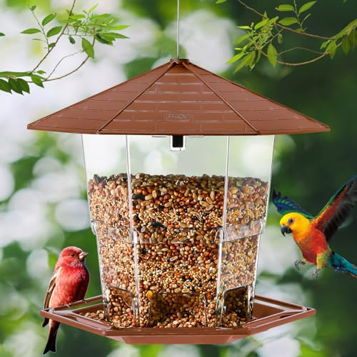 Jealoeur Bird Feeders for Outdoors Hanging Bird Feeder Wild Birds Seed Brown - Image 3