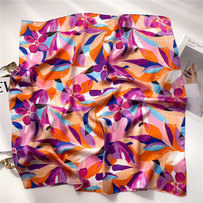 Factory wholesale scarves ladies scarf shawls 70cm Korean small square silk satin printed spring and summer sunscreen scarf  - Image 1