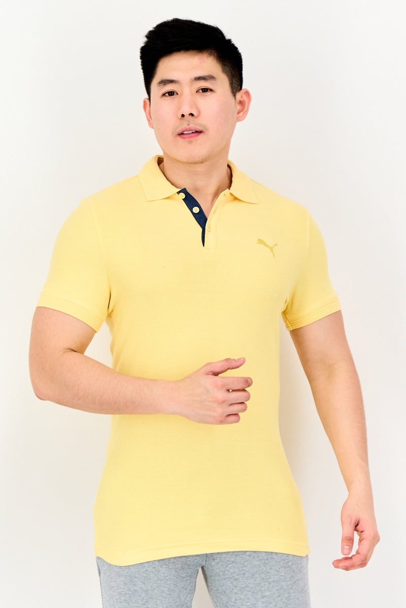 PUMA Men Slim Fit Short Sleeve Outdoor Polo Shirt, Yellow - Image 1