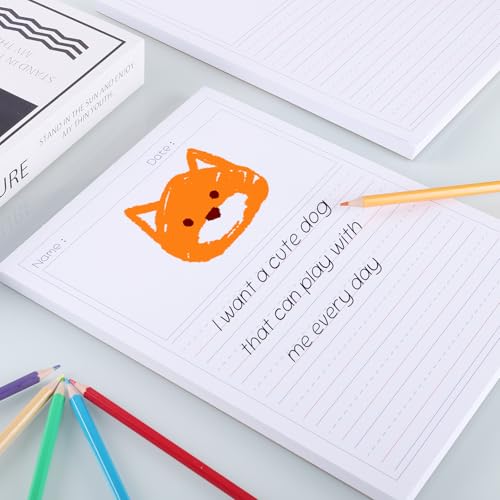 zmybcpack 2 Pack Write Beginner Paper for Kids, 8.5"x11" Story Writing Paper for Kids to Write Story, Primary Composition Notepad(100 Sheets Each, Double-Sided Printing) - Image 3