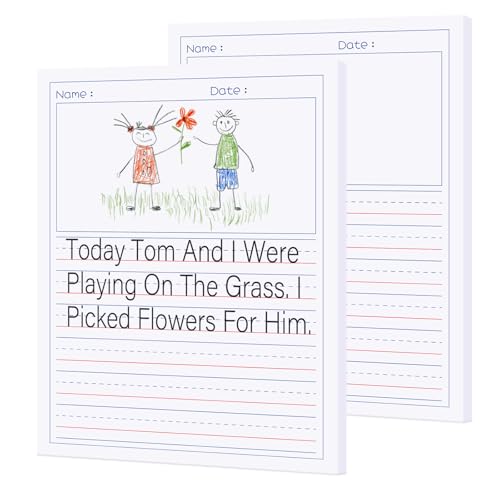 zmybcpack 2 Pack Write Beginner Paper for Kids, 8.5"x11" Story Writing Paper for Kids to Write Story, Primary Composition Notepad(100 Sheets Each, Double-Sided Printing) - Image 1