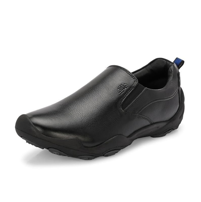 HITZ Men's Black Leather Casual Slip On Shoes - UK 6 - Image 1