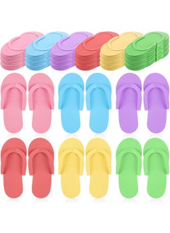 Geyoga Geyoga 48 Pairs Disposable Pedicure Slippers Foam Disposable Multi Color Spa Flip Flops Pedicure Shoes for Women Salon Nail Spa 