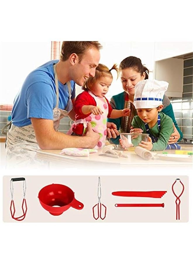 Generic - 6 Function Canning Kit or Jam Making Supplies Starter Kit Include Canning Funnel, Jar Lifter, Jar Wrench, Lid Lifter, Canning Tongs, Bubble Popper/Bubble Measurer/Bubble Remover Tool (Red) - Image 1