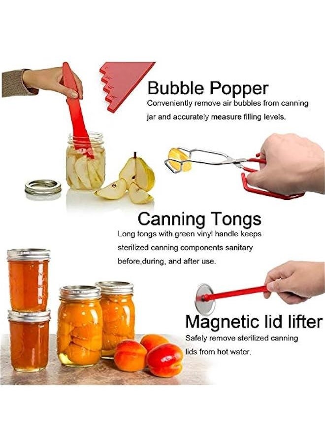 Generic - 6 Function Canning Kit or Jam Making Supplies Starter Kit Include Canning Funnel, Jar Lifter, Jar Wrench, Lid Lifter, Canning Tongs, Bubble Popper/Bubble Measurer/Bubble Remover Tool (Red) - Image 1