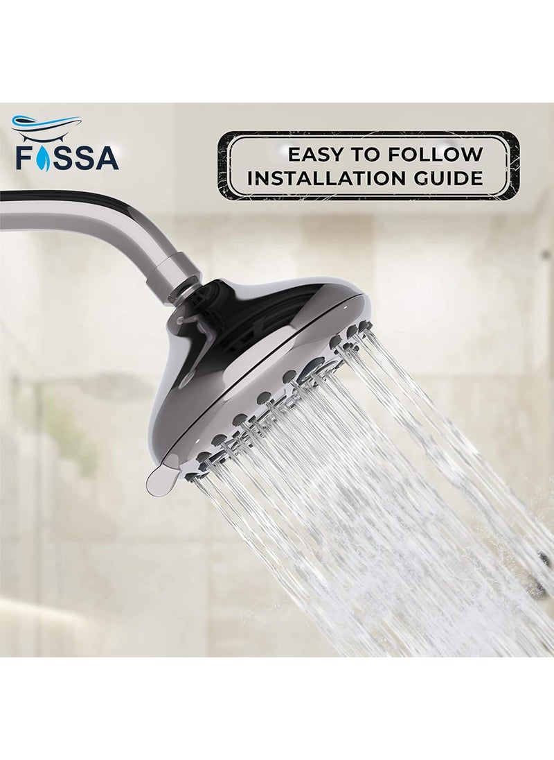 FOSSA Fossa Fixed Shower Head | High Pressure Showerhead 6 Spray Settings 5 inch Adjustable Shower Head Saturating Massage bubbling saturating&Massage saturating&bubbling Water Saving Spray  - Image 3