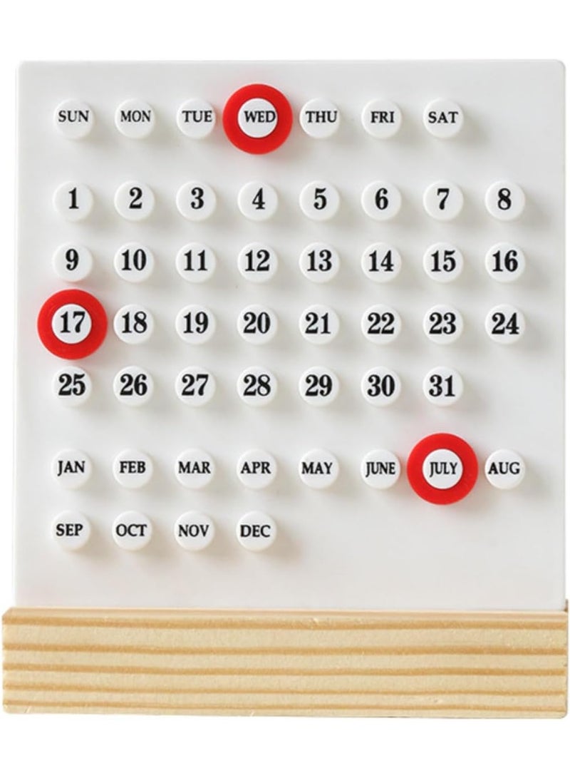Tanyaz Manual DIY Loop Calendar, Cute Perpetual Calendar DIY Ring Reusable, Creative Sticker Wooden Desk Calendars, Integrated Molding Table Calendar - Image 3