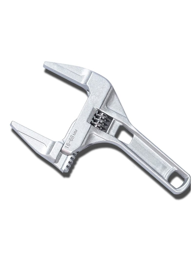 SYOSI Adjustable Wrench – 6 to 68mm Wide Opening Jaws Adjustable Spanner with Short Handle – Aluminum Alloy Light Weight Plumbers Spanner Nut Key Hand Tool for Bathroom, Washbasin etc  - Image 1