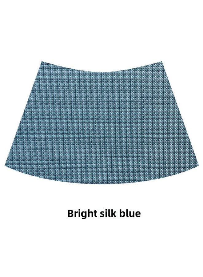 إسكدنيا مفرش طاولة مستديرة على شكل مروحة من مادة PVC، صندوق فندق صيني، مفرش طاولة طعام، حصيرة منحنية عازلة للحرارة، قاعدة أكواب منزلية - اللون: 2*2 مروحة منحنية زرقاء حريرية ساطعة.-المواصفات: 47*33 سم - Image 1