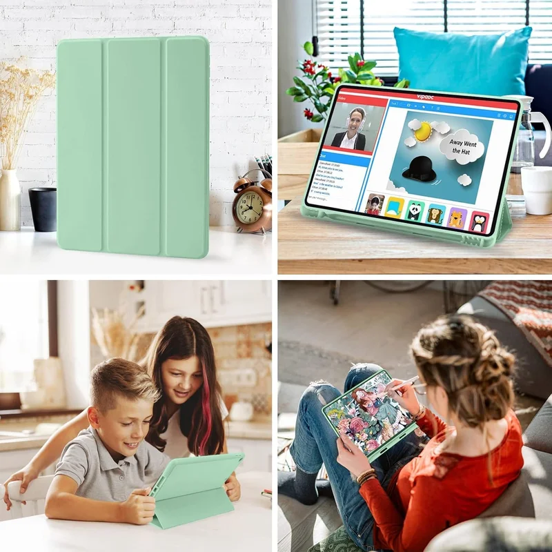 Bluepeak Matcha Green iPad 10.2 Case Compatible with iPad 9th/8th/7th Generation – Trifold Stand Protective Cover with Pencil Holder, Auto Sleep/Wake, Smart Case - Matcha Green  | Best Price UAE