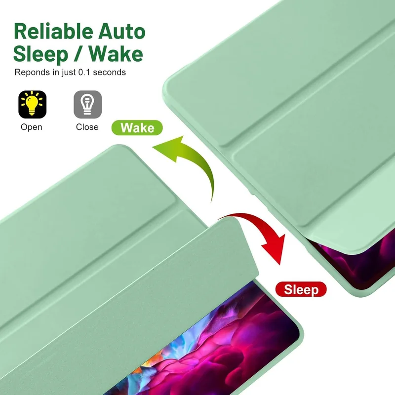 Bluepeak Matcha Green iPad 10.2 Case Compatible with iPad 9th/8th/7th Generation – Trifold Stand Protective Cover with Pencil Holder, Auto Sleep/Wake, Smart Case - Matcha Green  | Best Price UAE