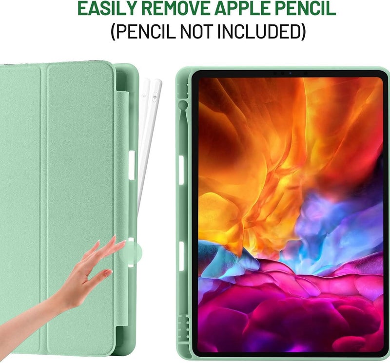 بلو بيك جراب iPad 10.2 متوافق مع الجيل التاسع/الثامن/السابع من iPad - غطاء حماية ثلاثي الطي مع حامل قلم، خاصية التشغيل/الإيقاف التلقائي، جراب ذكي - أخضر ماتشا - Image 2