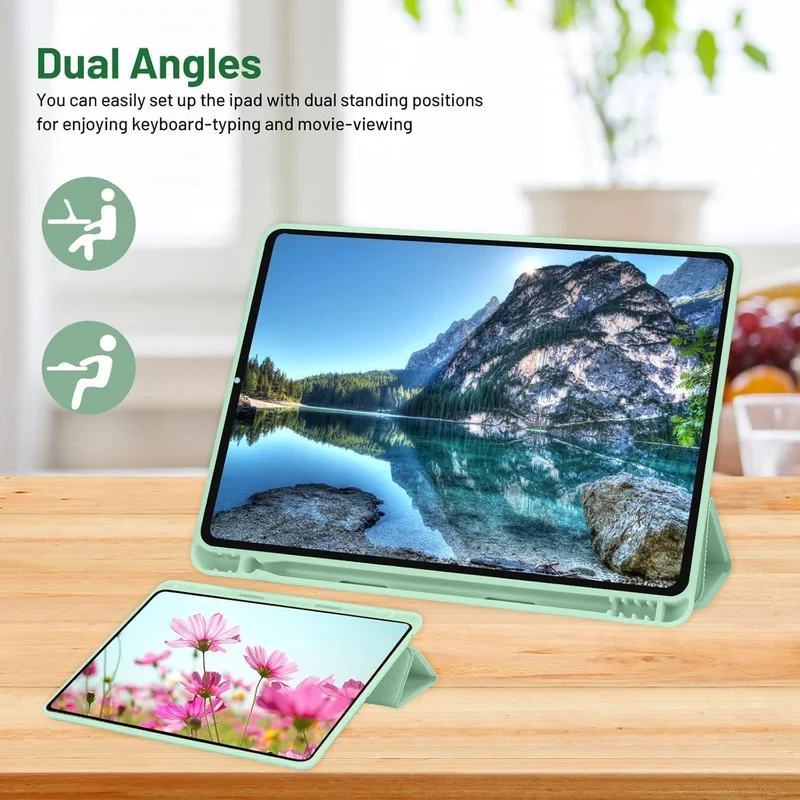 Bluepeak Matcha Green iPad 10.2 Case Compatible with iPad 9th/8th/7th Generation – Trifold Stand Protective Cover with Pencil Holder, Auto Sleep/Wake, Smart Case - Matcha Green  | Best Price UAE