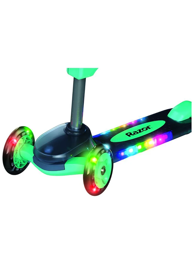 ريزر Razor Rollie DLX, 3-Wheel Scooter for Younger Children, Seated and Stand-Up Riding Options, Light Up Wheels, For Ages 2 1/2-4, Adjustable handlebars, Kick Scooter, Teal