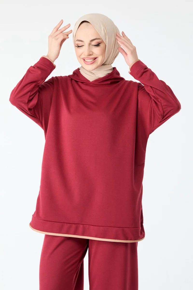 Tofisa 13098-Burgundy Double Size Tunic Trousers