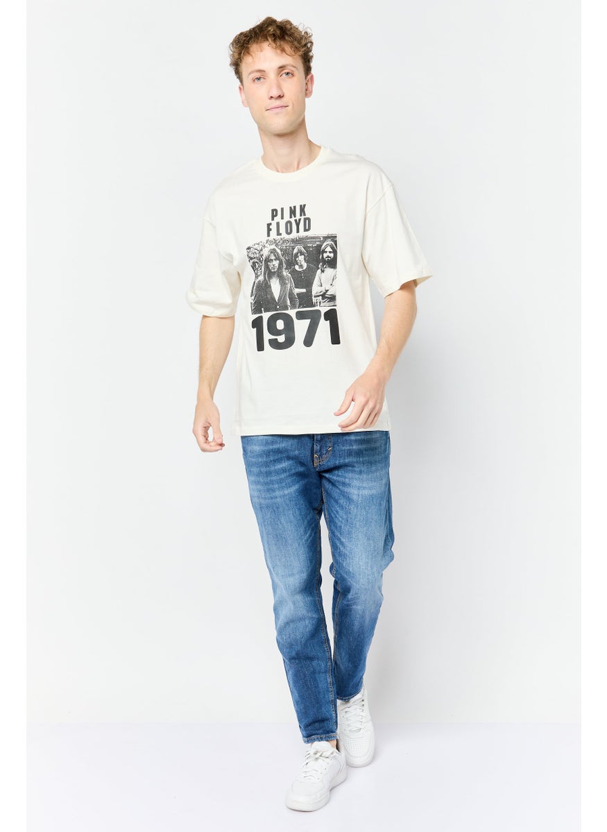 PINK FLOYD Men Crew Neck Short Sleeve Graphic Print T-Shirt, Off White  - Image 2