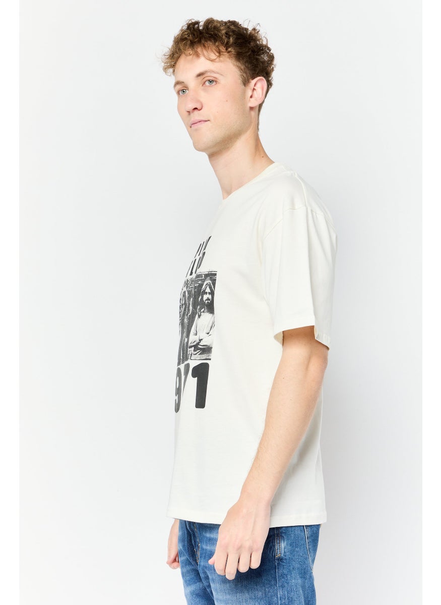 PINK FLOYD Men Crew Neck Short Sleeve Graphic Print T-Shirt, Off White  - Image 3
