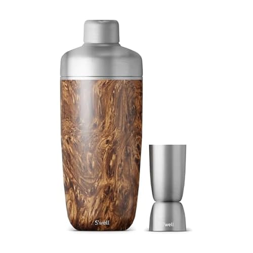 S'well Stainless Steel Shaker Set with Jigger, 18oz, Teakwood, Triple Layered Vacuum Insulated Container Keeps Cocktails Colder for Longer, BPA Free Barware - Image 5