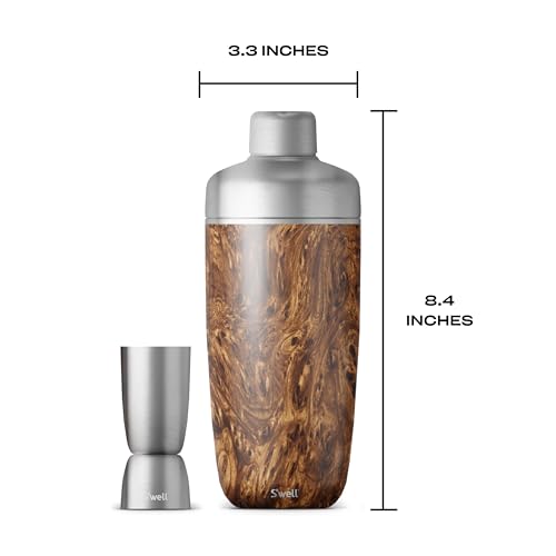 S'well Stainless Steel Shaker Set with Jigger, 18oz, Teakwood, Triple Layered Vacuum Insulated Container Keeps Cocktails Colder for Longer, BPA Free Barware - Image 4