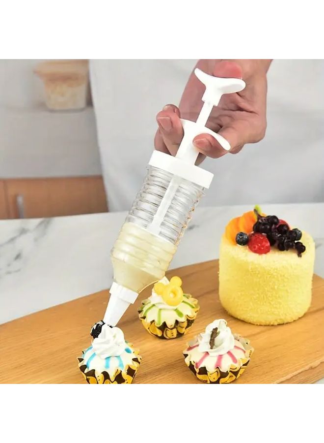 White Plastic Dessert Decoration Kit With 8 Spray Nozzle For Cake Cupcake Piping Cookie Making Baking Tools Kitchen Gadgets Decorating Accessories - Image 1